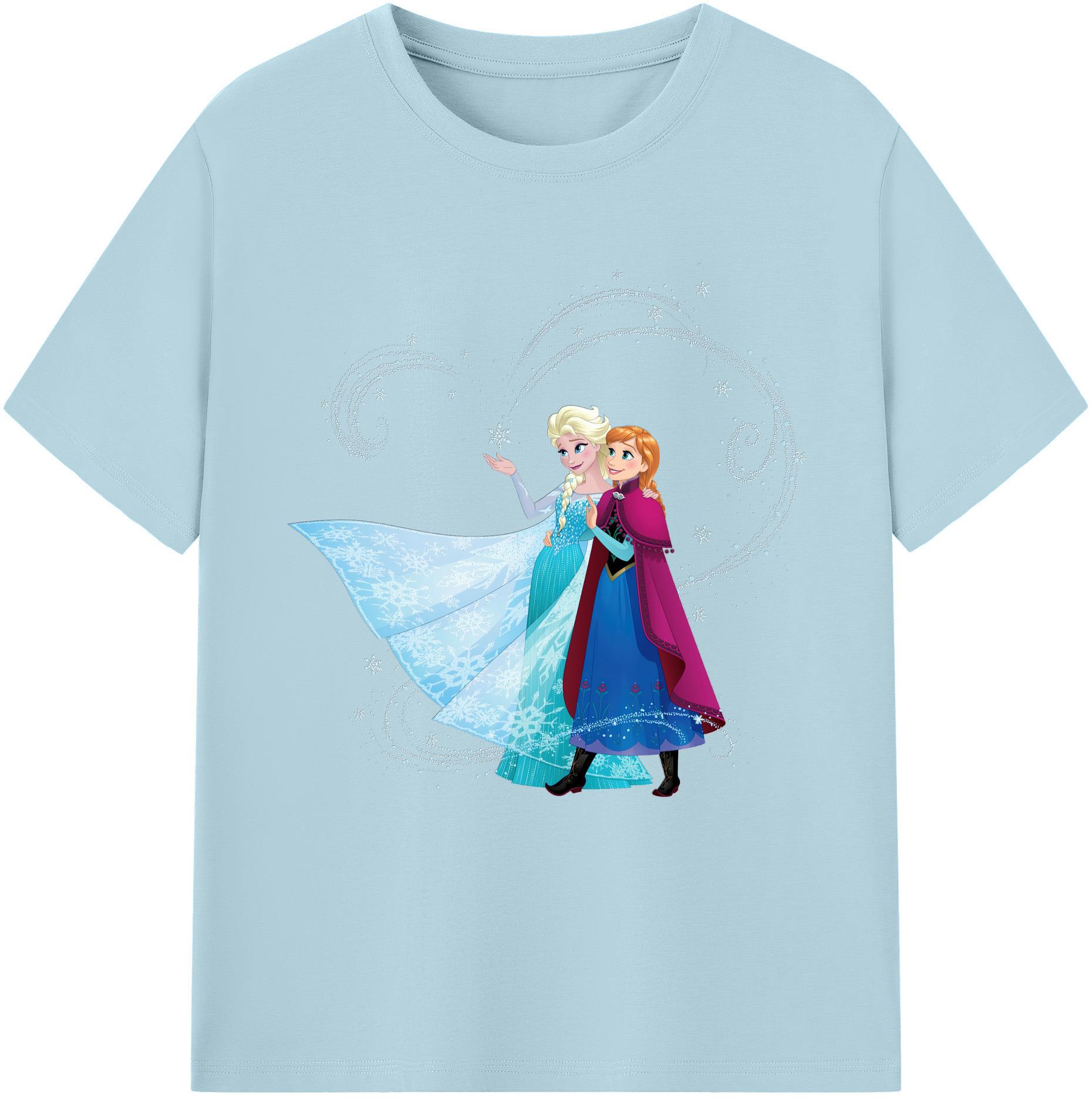 （画像用） アナと雪の女王 アンナ エルサ Frozen Anna Elsa 綿100％半袖Tシャツ（フロントプリント）